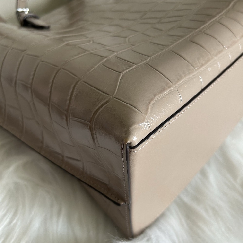 Coach Mollie Tote Taupe Crocodile Embossed Leather Shoulder Bag 1665 - Picture 7 of 16